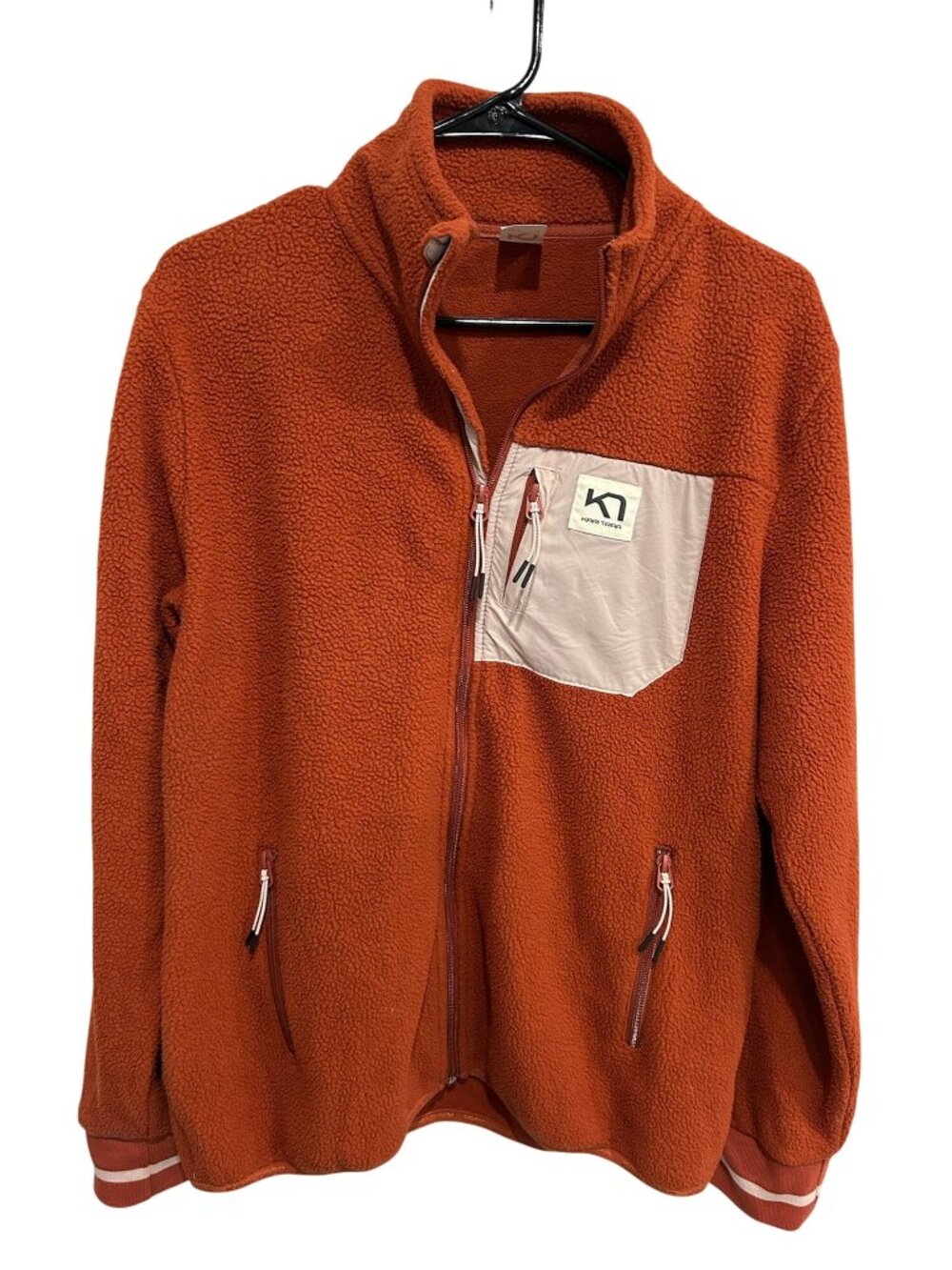 Kari Traa Large Orange Rothe Midlayer Full Zip Fleece Jacket Retro Cozycore